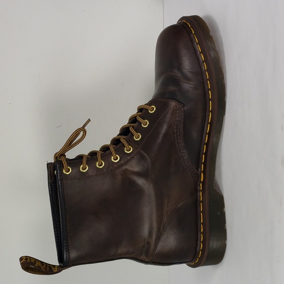 DR. MARTENS AIR WAIR 11822 BROWN OIL LEATHER 8 EYE LACE UP ANKLE BOOTS MEN'S 13 - Picture 6 of 16